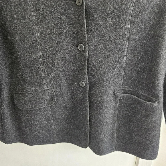 Plus Size Lands’ End 100% Wool Button Down Cardigan Sweater Jacket Gray Size 18T - Picture 2 of 5